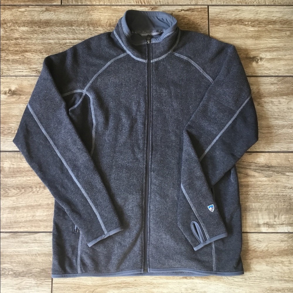 Men’s KUHL Alfpaca Fleece Full Zip Jacket Sweater Pullover Gray Size Medium